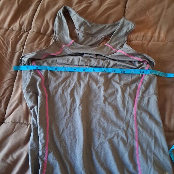 Lululemon Tank Top Women's 4 Run Race Tech Grey Pink Activewear Athletic Gym - Picture 6 of 7